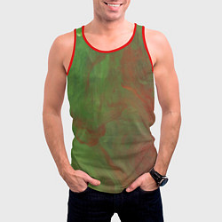 Майка-безрукавка мужская Зелёные и красные волны красок, цвет: 3D-красный — фото 2