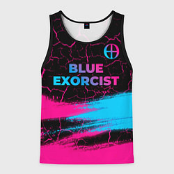 Майка-безрукавка мужская Blue Exorcist - neon gradient: символ сверху, цвет: 3D-черный