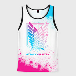 Майка-безрукавка мужская Attack on Titan neon gradient style, цвет: 3D-черный