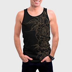 Майка-безрукавка мужская Элегантные розы на черном фоне, цвет: 3D-черный — фото 2