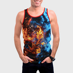 Майка-безрукавка мужская Огонь и вода - Огненный цветок, цвет: 3D-красный — фото 2