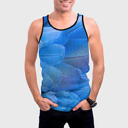 Майка-безрукавка мужская Текстура с голубыми перьями, цвет: 3D-черный — фото 2