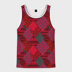 Мужская майка без рукавов Красный лоскутный узор пэчворк