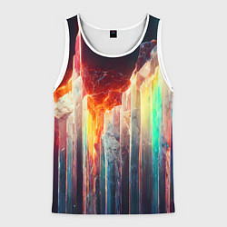 Майка-безрукавка мужская Яркие светящиеся осколки, цвет: 3D-белый