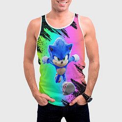 Майка-безрукавка мужская Sonic neon, цвет: 3D-белый — фото 2