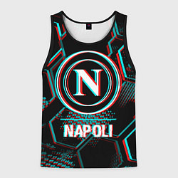 Майка-безрукавка мужская Napoli FC в стиле glitch на темном фоне, цвет: 3D-черный