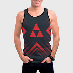 Майка-безрукавка мужская Красный символ Zelda на темном фоне со стрелками, цвет: 3D-черный — фото 2