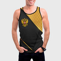 Майка-безрукавка мужская Герб России на черном фоне с золотыми вставками, цвет: 3D-черный — фото 2