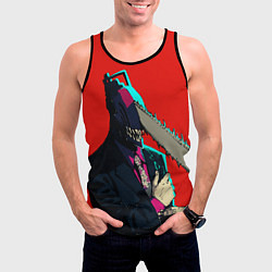 Майка-безрукавка мужская Человек бензопила в деловом костюме, цвет: 3D-черный — фото 2