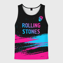Майка-безрукавка мужская Rolling Stones - neon gradient: символ сверху, цвет: 3D-черный