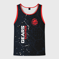 Мужская майка без рукавов Gears of War красно-белой лого на темном фоне