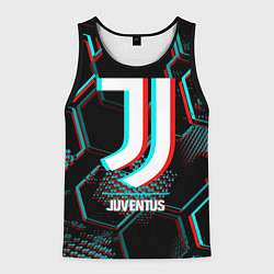 Майка-безрукавка мужская Juventus FC в стиле glitch на темном фоне, цвет: 3D-черный