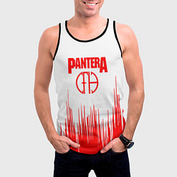Майка-безрукавка мужская Pantera текстура красная, цвет: 3D-черный — фото 2