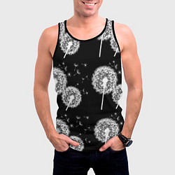Майка-безрукавка мужская Одуванчики - паттерн, цвет: 3D-черный — фото 2