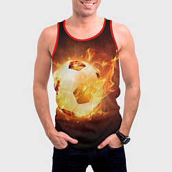 Майка-безрукавка мужская Футбольный мяч огонь, цвет: 3D-красный — фото 2