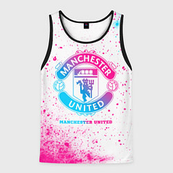 Мужская майка без рукавов Manchester United neon gradient style