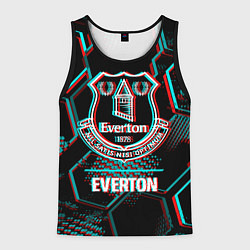 Мужская майка без рукавов Everton FC в стиле glitch на темном фоне