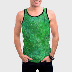 Майка-безрукавка мужская Узорчатый зеленый стеклоблок имитация, цвет: 3D-черный — фото 2