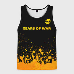 Майка-безрукавка мужская Gears of War - gold gradient: символ сверху, цвет: 3D-черный