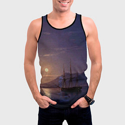 Майка-безрукавка мужская Парусник у берегов Крыма в лунную ночь Айвазовский, цвет: 3D-черный — фото 2