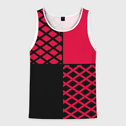 Мужская майка без рукавов Черно-красный геометрический узор