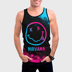 Майка-безрукавка мужская Nirvana - neon gradient, цвет: 3D-черный — фото 2