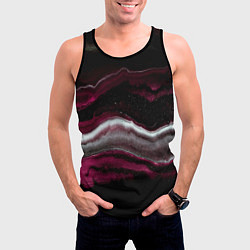 Майка-безрукавка мужская Розовые и белые волны песка в абстракции, цвет: 3D-черный — фото 2