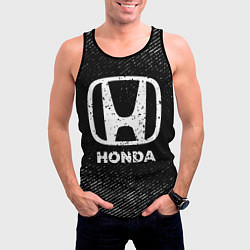Майка-безрукавка мужская Honda с потертостями на темном фоне, цвет: 3D-черный — фото 2