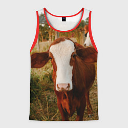 Майка-безрукавка мужская Милая коровка, цвет: 3D-красный