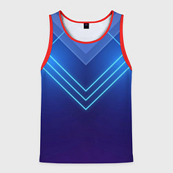 Майка-безрукавка мужская Глубокий синий с неоновыми полосами, цвет: 3D-красный