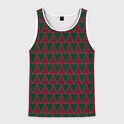 Майка-безрукавка мужская Красные и зеленые треугольники, цвет: 3D-белый