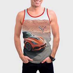 Майка-безрукавка мужская Chevrolet Corvette - Motorsport - Desert, цвет: 3D-красный — фото 2