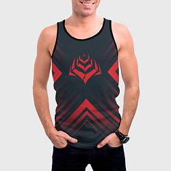 Майка-безрукавка мужская Красный символ Warframe на темном фоне со стрелкам, цвет: 3D-черный — фото 2