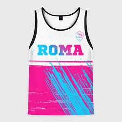 Майка-безрукавка мужская Roma neon gradient style: символ сверху, цвет: 3D-черный
