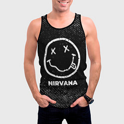Майка-безрукавка мужская Nirvana с потертостями на темном фоне, цвет: 3D-черный — фото 2