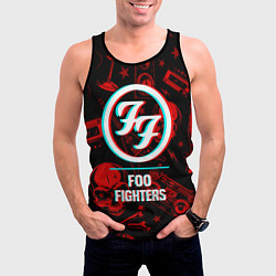 Майка-безрукавка мужская Foo Fighters rock glitch, цвет: 3D-черный — фото 2