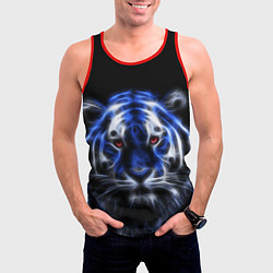 Майка-безрукавка мужская Синий неоновый тигр, цвет: 3D-красный — фото 2