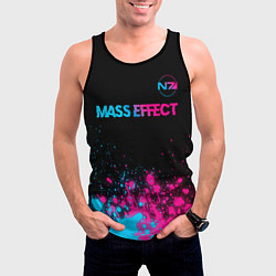 Майка-безрукавка мужская Mass Effect - neon gradient: символ сверху, цвет: 3D-черный — фото 2