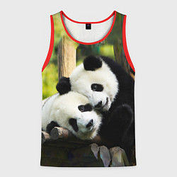 Майка-безрукавка мужская Влюблённые панды, цвет: 3D-красный