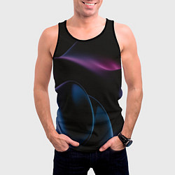 Майка-безрукавка мужская Абстрактные фиолетовые волны, цвет: 3D-черный — фото 2