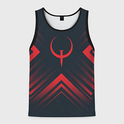 Майка-безрукавка мужская Красный символ Quake на темном фоне со стрелками, цвет: 3D-черный