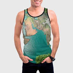 Майка-безрукавка мужская Карта Земли, цвет: 3D-черный — фото 2