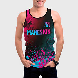 Майка-безрукавка мужская Maneskin - neon gradient: символ сверху, цвет: 3D-черный — фото 2