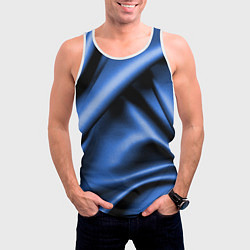 Майка-безрукавка мужская Складки гладкой синей ткани, цвет: 3D-белый — фото 2