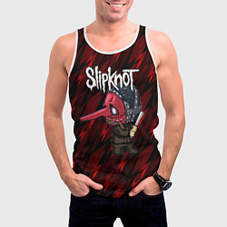 Майка-безрукавка мужская Slipknot красные молнии, цвет: 3D-белый — фото 2
