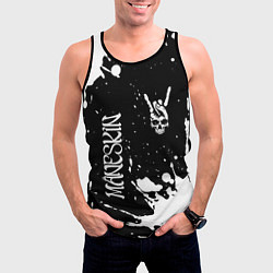 Майка-безрукавка мужская Maneskin и рок символ на темном фоне, цвет: 3D-черный — фото 2