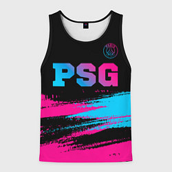 Майка-безрукавка мужская PSG - neon gradient: символ сверху, цвет: 3D-черный