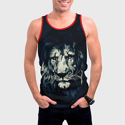 Майка-безрукавка мужская Голова царя-зверей льва, цвет: 3D-красный — фото 2