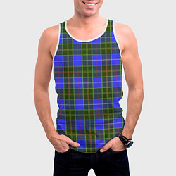 Майка-безрукавка мужская Ткань Шотландка сине-зелёная, цвет: 3D-белый — фото 2