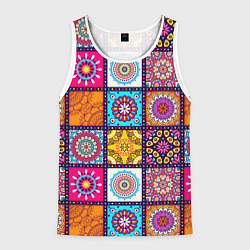 Майка-безрукавка мужская Пэчворк - мандалы, цвет: 3D-белый